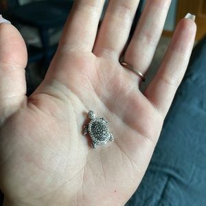 Black diamond turtle pendant